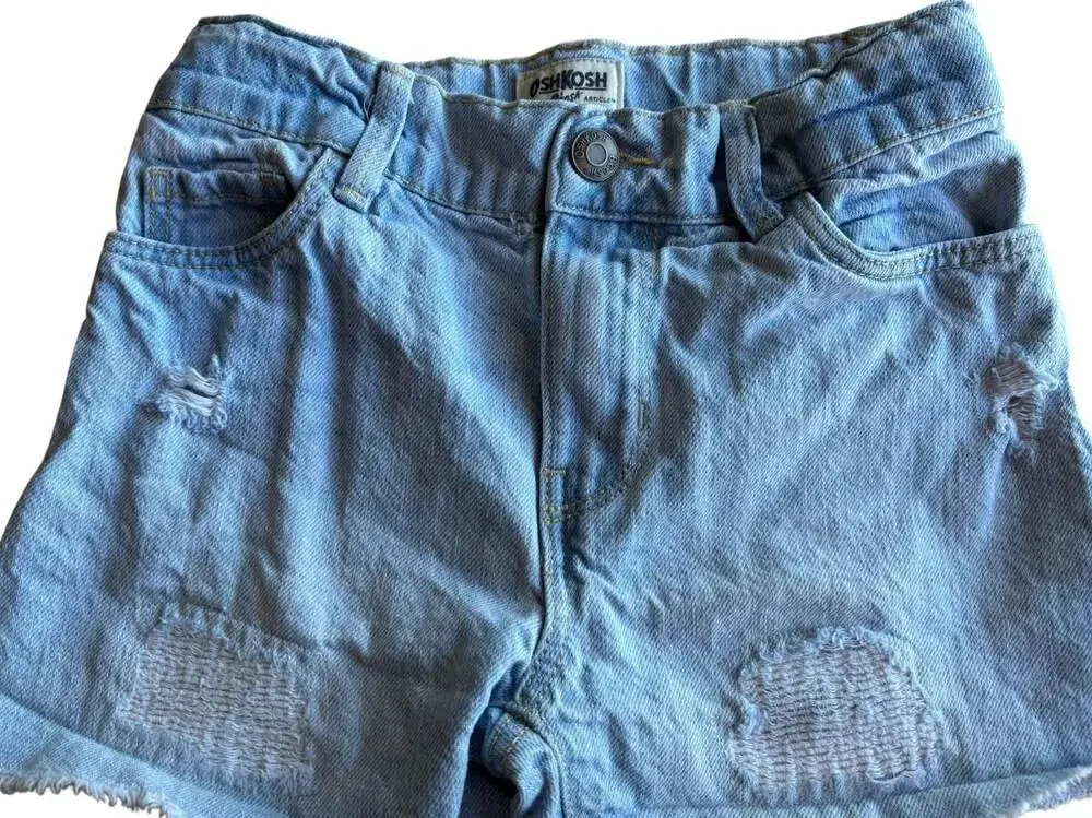 OshKosh B'gosh Toddler Girls Distressed‎ Denim Shorts Light Wash Size 5T